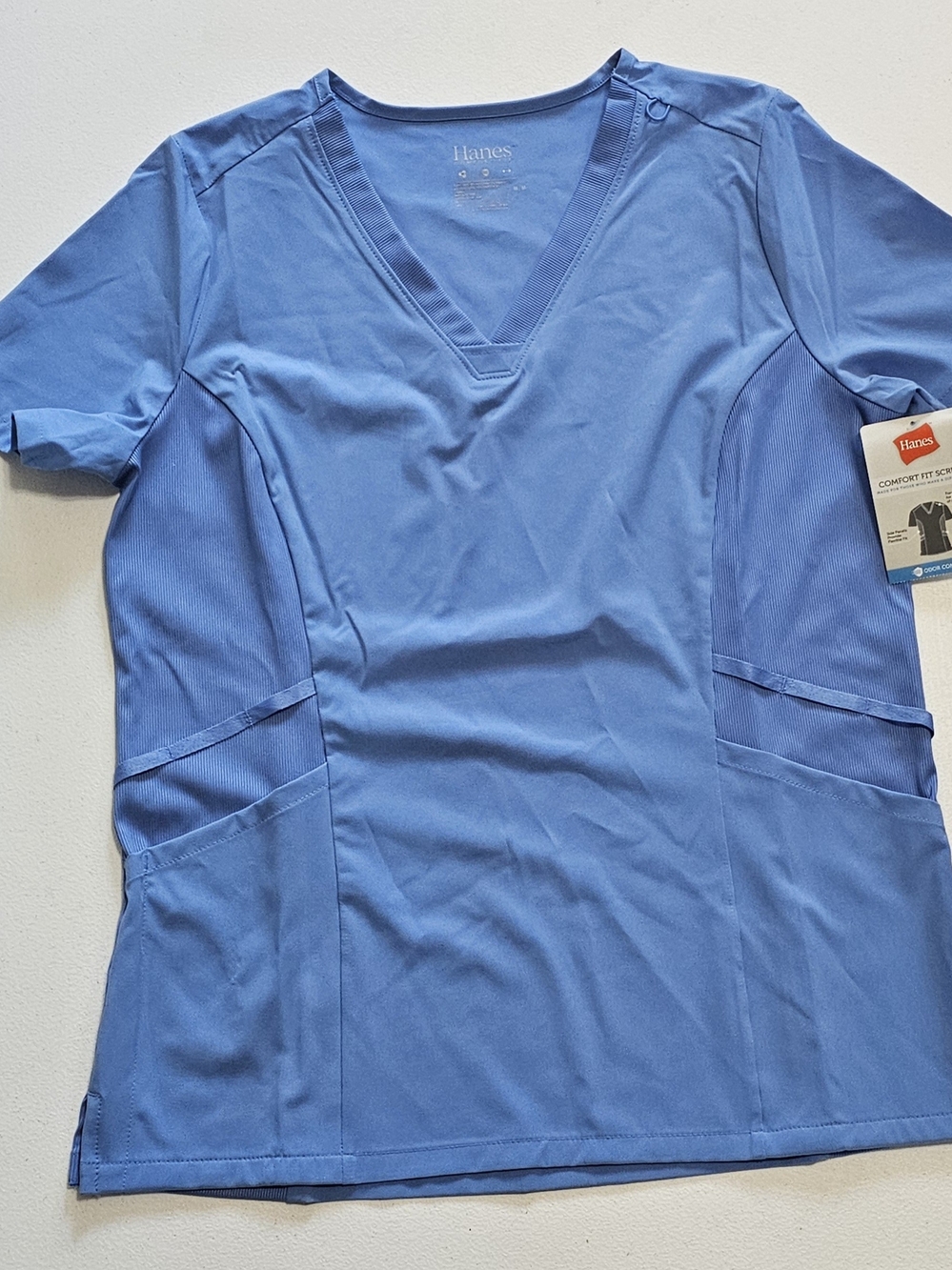 Hanes Women's V-Neck Scrub Top in Blue